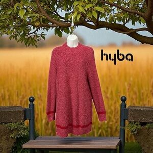 NEW, HYBA, Knit Sweater Dress, Medium, Red & White 🧶